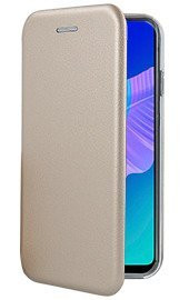 Луксозен кожен калъф тефтер ултра тънък Wallet FLEXI и стойка за Huawei P Smart 2021 PPA-LX2 златист 